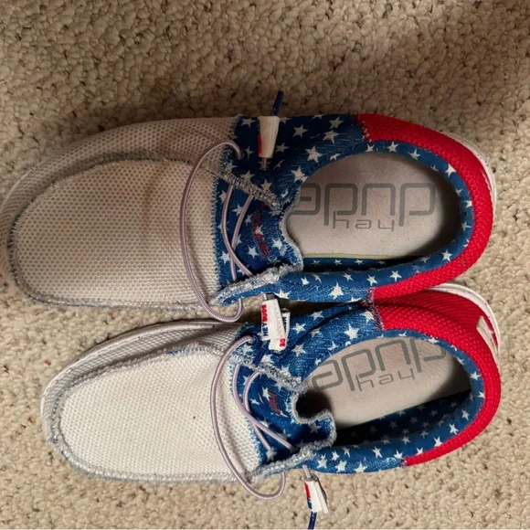 Hey Dude Shoes Red White And Blue Hey Dudes Poshmark